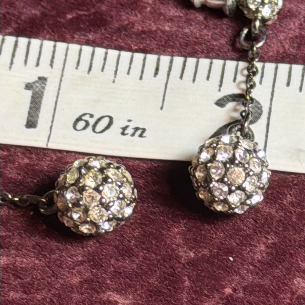 Vintage Silver Black Crystal Ball Drop Earrings Dangle Elegant Feminine Boho - Picture 6 of 6